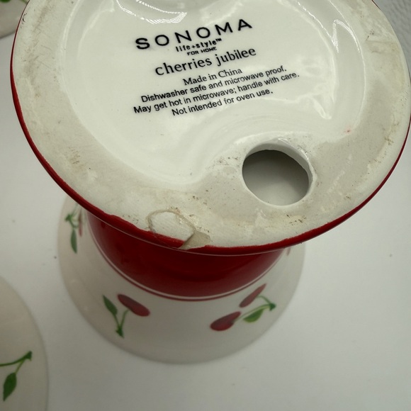 Vintage Sonoma Home Cherries Jubilee Set 6 Red Cherry Pedestal Stem Dessert Cups - Picture 9 of 12